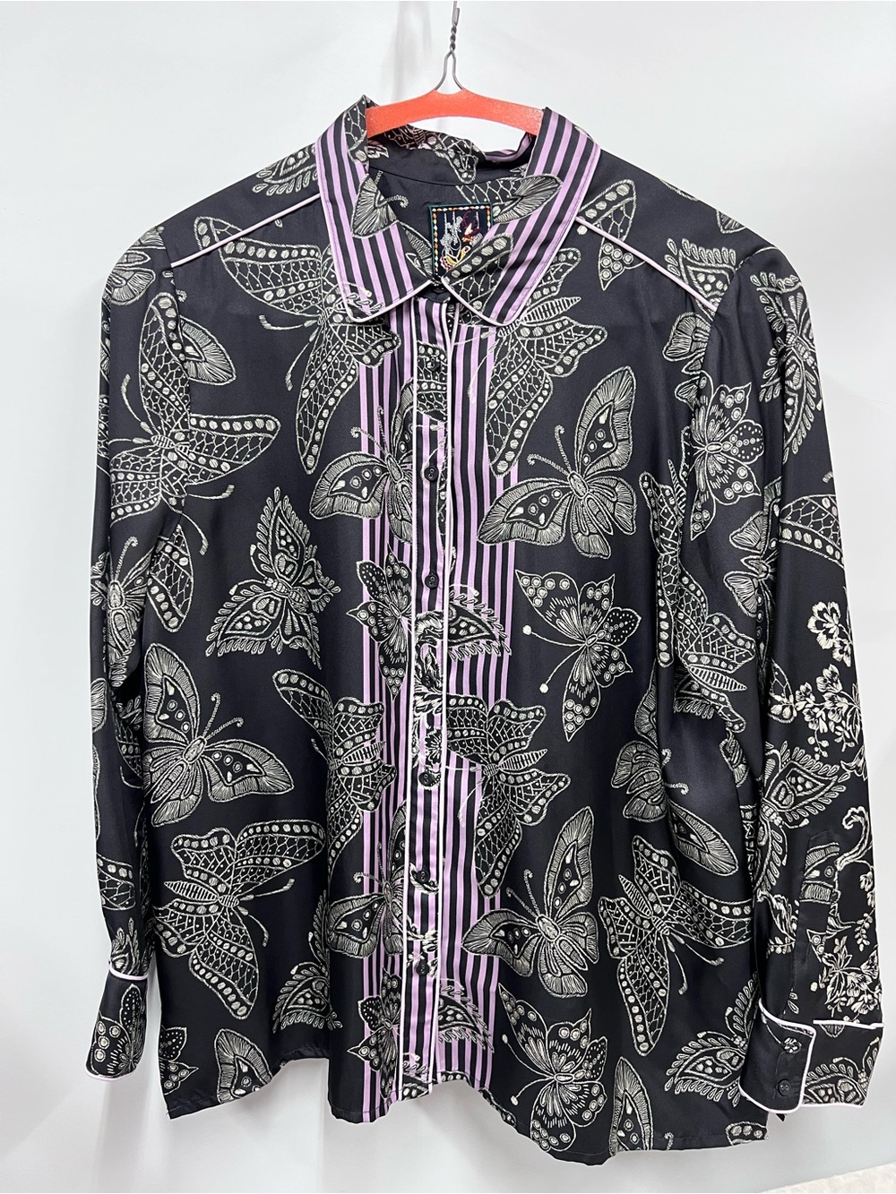 Johnny Was Patsie Button Up butterfly silk Pealim XL long sleeve